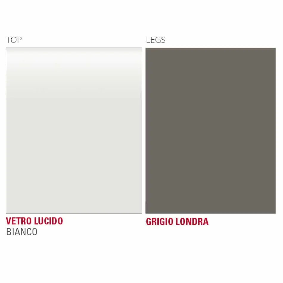 Tavolo da Pranzo in Vetro Bianco e Metallo Verniciato Made in Italy - Spilla Viadurini