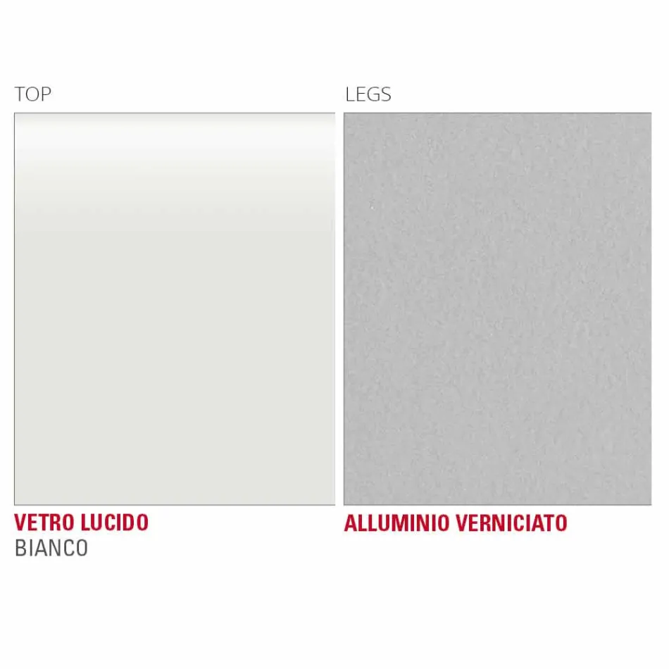 Tavolo da Pranzo in Vetro Bianco e Metallo Verniciato Made in Italy - Spilla Viadurini