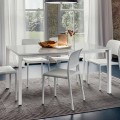 Tavolo da Pranzo in Vetro Bianco e Metallo Verniciato Made in Italy - Spilla