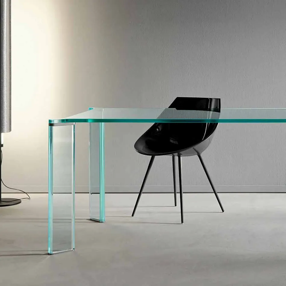 Tavolo da Pranzo in Vetro Extrachiaro Design di Lusso 4 Dimensioni - Kuduro Viadurini
