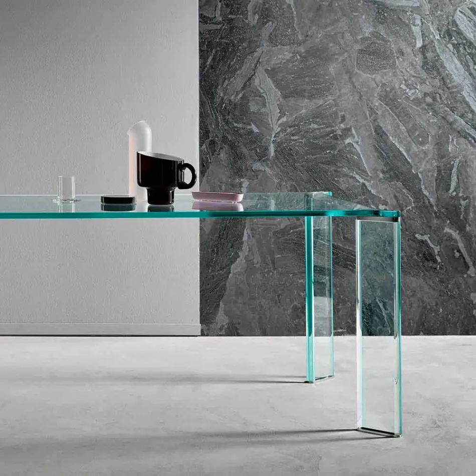 Tavolo da Pranzo in Vetro Extrachiaro Design di Lusso 4 Dimensioni - Kuduro Viadurini