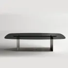 Tavolo da Pranzo in Vetro Fuso Bronzo o Fumè di Design Made in Italy - Moro Viadurini