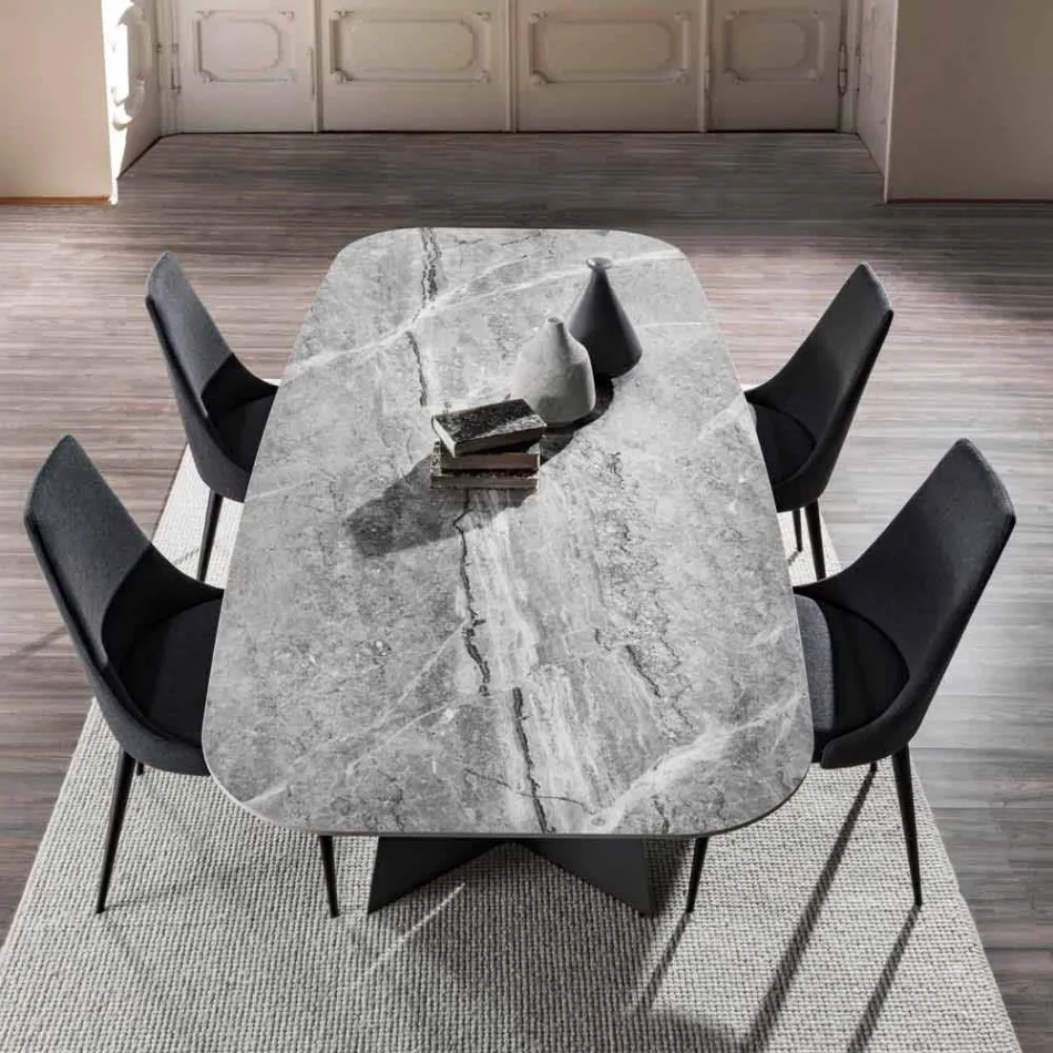 Tavolo da Pranzo Moderno con Piano in Gres Porcellanato - Meduno Viadurini