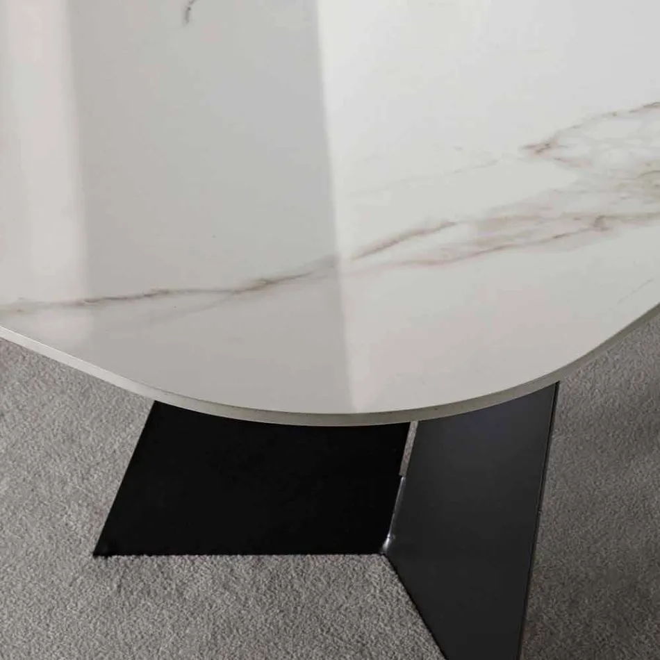 Tavolo da Pranzo Moderno con Piano in Gres Porcellanato - Meduno Viadurini