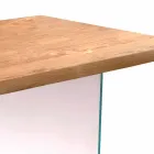 Tavolo da pranzo moderno in impiallacciato rovere, gambe in vetro Nico Viadurini