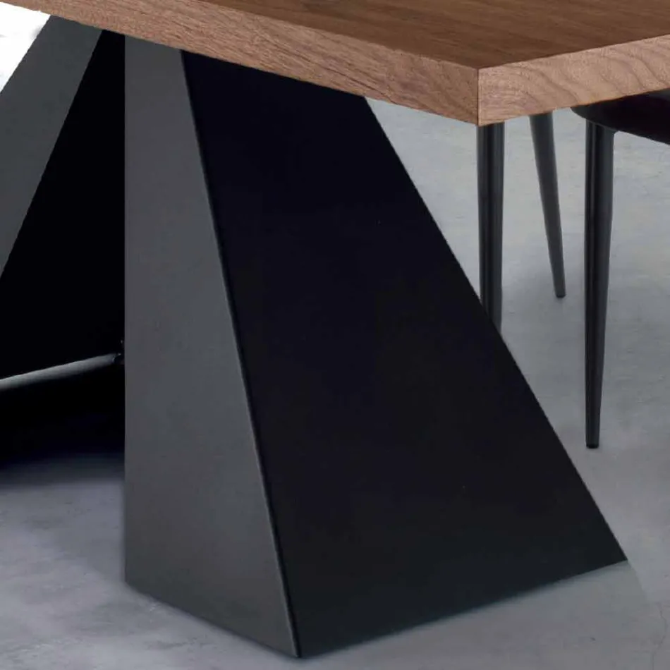 Tavolo da Pranzo Moderno in Legno Impiallacciato e Acciaio Made Italy – Dalmata Viadurini