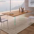 Tavolo da Pranzo in Rovere Nodato e Vetro Alta Qualità Made in Italy - Sibillo