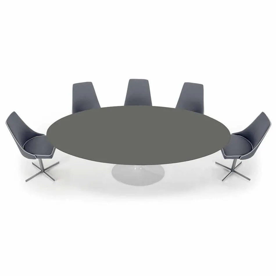 Tavolo da Pranzo Ovale con Piano in Fenix Made in Italy di Lusso - Dollars Viadurini