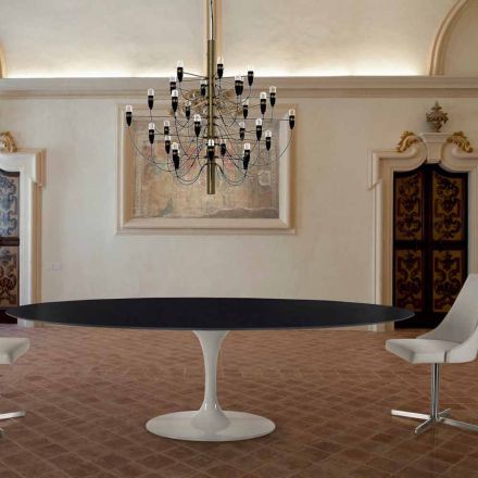 Tavolo da Pranzo Ovale in Laminato e Alluminio Made in Italy, Pregiato - Dollars Viadurini