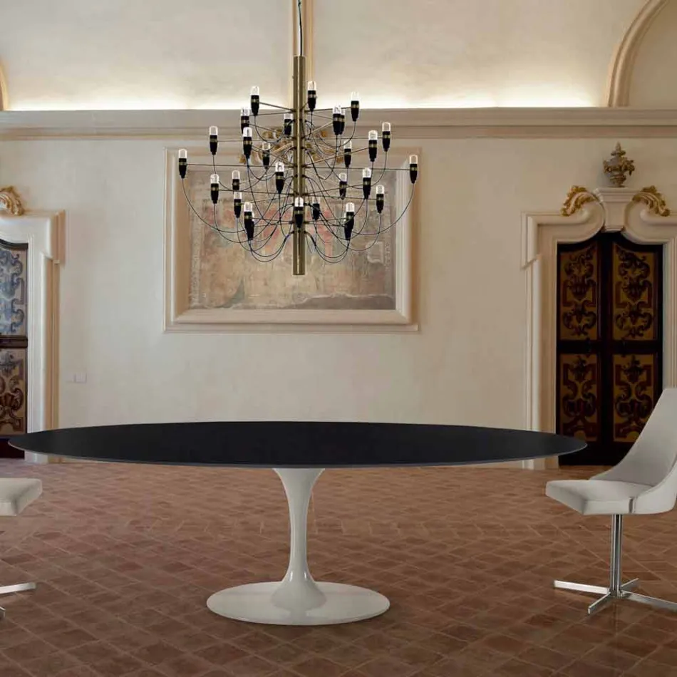 Tavolo da Pranzo Ovale in Laminato e Alluminio Made in Italy, Pregiato - Dollars Viadurini