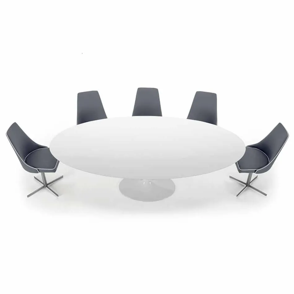 Tavolo da Pranzo Ovale in Laminato e Alluminio Made in Italy, Pregiato - Dollars Viadurini