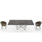 Tavolo da Pranzo Piano in Laminam e Base in Acciaio Made in Italy – Ezzellino Viadurini