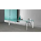 Tavolo da Pranzo Piano in Vetro e Base Legno Massello Made in Italy - Presino  Viadurini