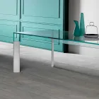 Tavolo da Pranzo Piano in Vetro e Base Legno Massello Made in Italy - Presino  Viadurini