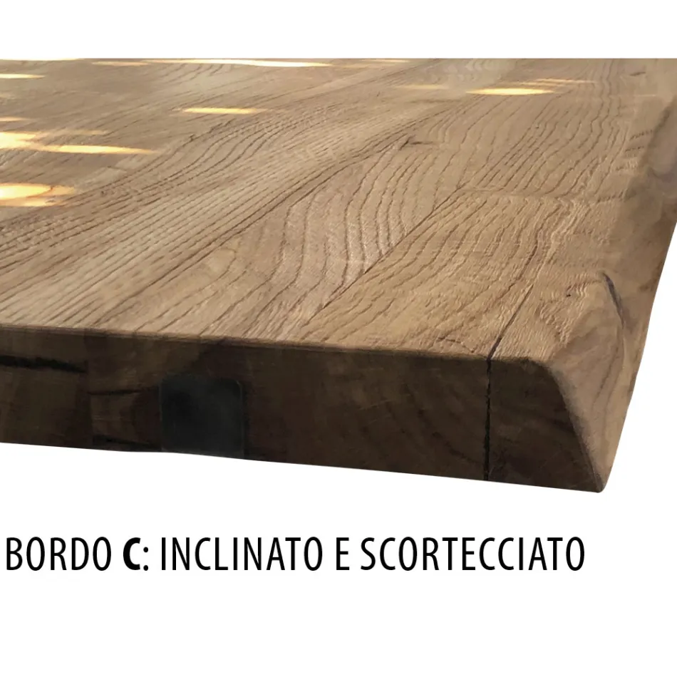Tavolo da Pranzo Placcato in Rovere Nodato Masellato Made in Italy - Pilar Viadurini