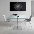 Tavolo da Pranzo Quadrato in Vetro Extrachiaro e Metallo Made in Italy – Dolce Viadurini