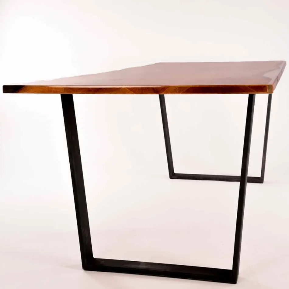 Tavolo da pranzo rettangolare di design in legno made in Italy Rino Viadurini