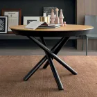 Tavolo da Pranzo Rotondo Allungabile con Piano in Legno Made in Italy - Crodino Viadurini