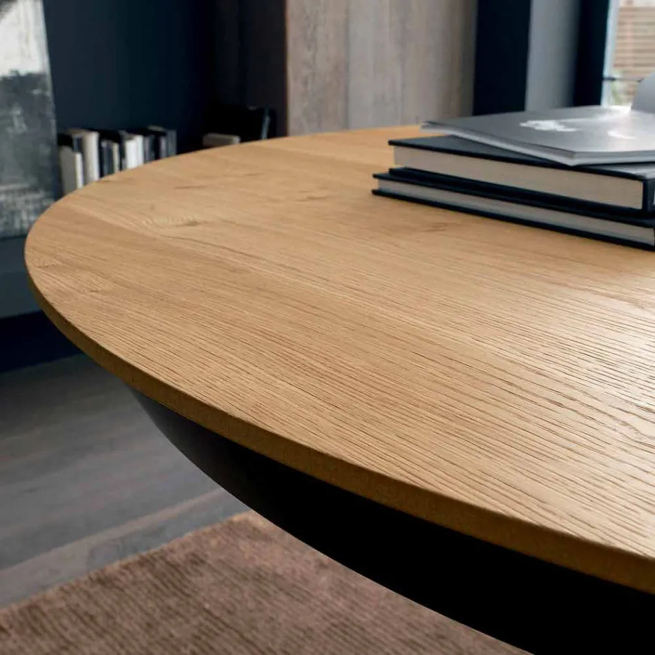 Tavolo da Pranzo Rotondo Allungabile con Piano in Legno Made in Italy - Crodino Viadurini