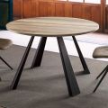 Tavolo da Pranzo Rotondo Allungabile Fino a 370 cm in Legno e Metallo - Caimano