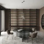 Tavolo da Pranzo Rotondo con Base e Piano in Vetro Made in Italy - Charles Viadurini