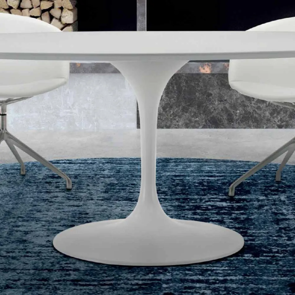 Tavolo da Pranzo Rotondo con Piano in Laminato Made in Italy – Dollars Viadurini