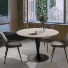 Tavolo da Pranzo Rotondo con Piano in Legno Laminato Rovere Materico - Moreno Viadurini