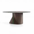 Tavolo da Pranzo Rotondo di Lusso in Gres Lucido e Legno Made in Italy - Madame
