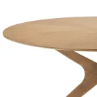 Tavolo da Pranzo Rotondo in Mdf Impiallacciato e Legno Massello - Fulmine Viadurini