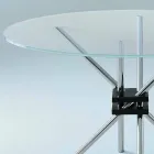 Tavolo da Pranzo Rotondo in Vetro Temperato e Acciaio Made in Italy - Trebbiano Viadurini