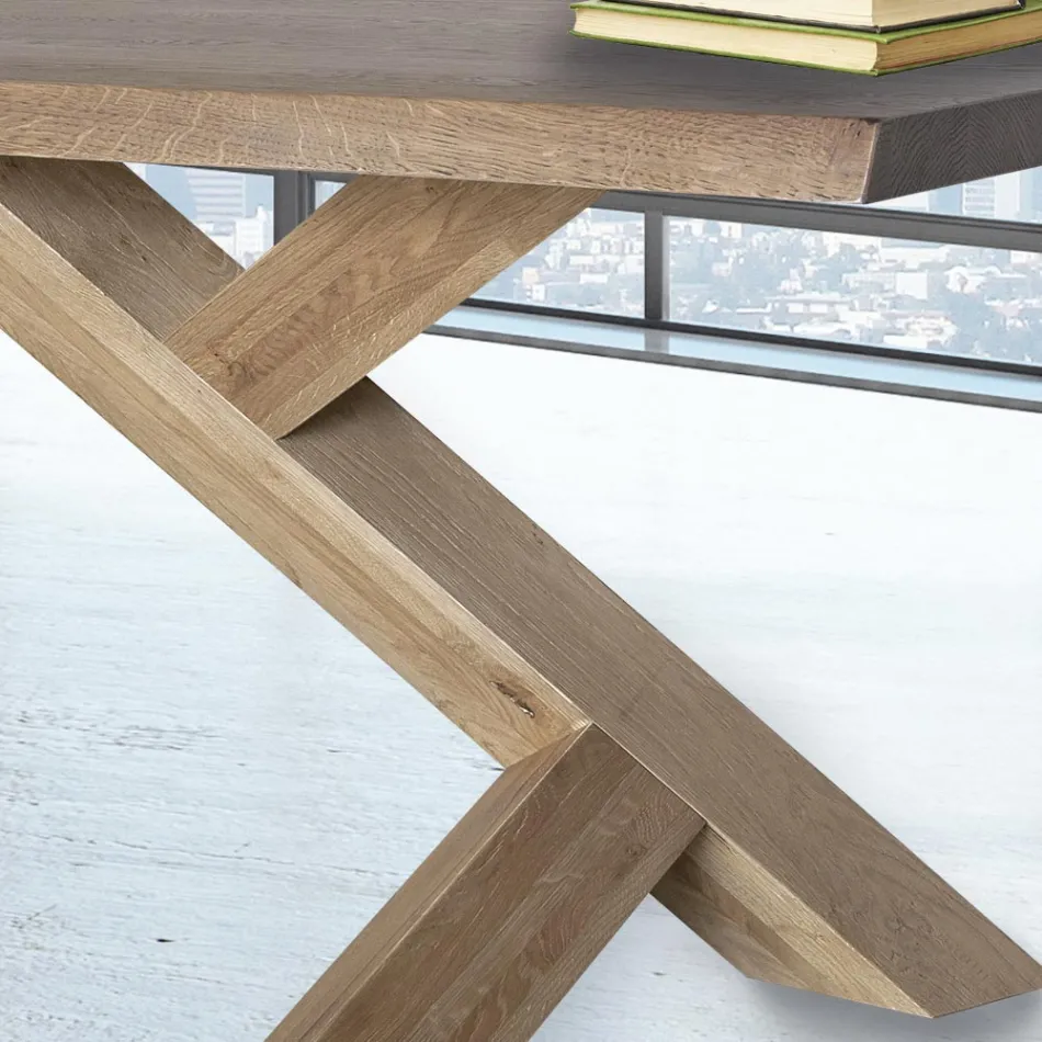 Tavolo da Pranzo Rovere Massello Disponibile con Vari Bordi Made in Italy – Boromir Viadurini