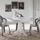 Tavolo da pranzo tondo classico in legno massello Oliva Viadurini