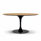 Tavolo da Pranzo Tondo con Piano Impiallacciato Made in Italy Pregiato - Dollars Viadurini