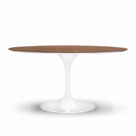 Tavolo da Pranzo Tondo con Piano Impiallacciato Made in Italy Pregiato - Dollars Viadurini