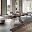 Tavolo da Soggiorno 160x90 con Piano in Vetro Martellato Trasparente - Martello Viadurini