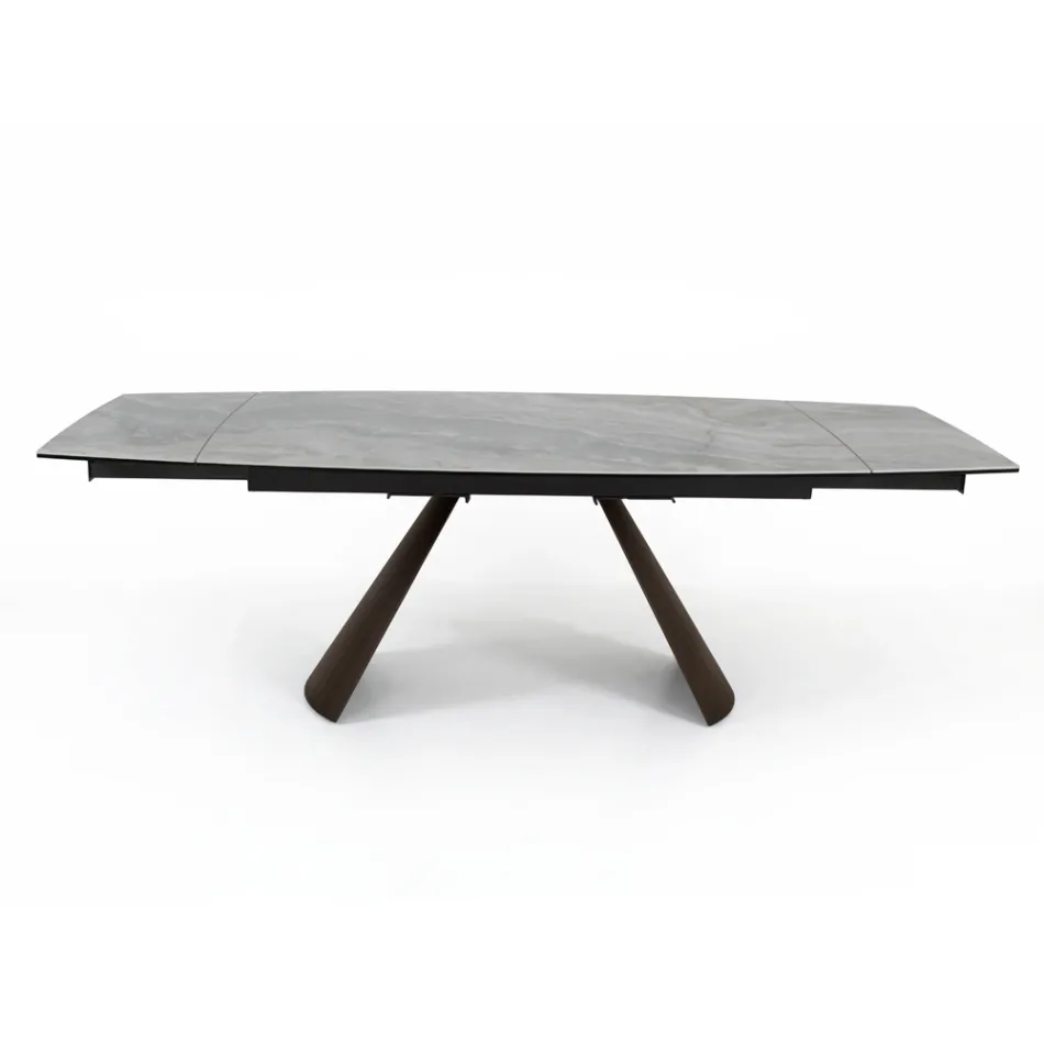 Tavolo da Soggiorno Allungabile con Piano a Botte in Ceramica Made in Italy - Occhiali Viadurini