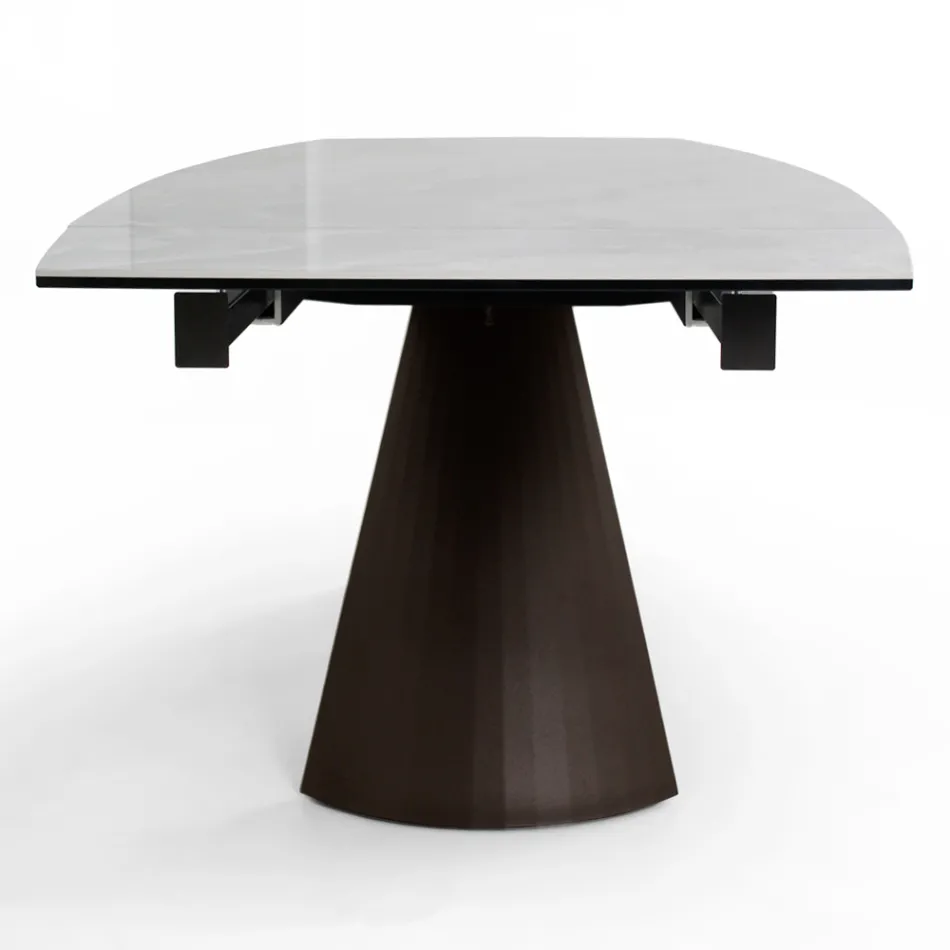 Tavolo da Soggiorno Allungabile con Piano a Botte in Ceramica Made in Italy - Occhiali Viadurini
