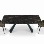 Tavolo da Soggiorno Allungabile con Piano a Botte in Ceramica Made in Italy - Occhiali Viadurini