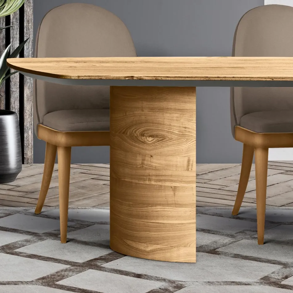 Tavolo da Soggiorno con Piano e Basamento in Legno Made in Italy - Asta  Viadurini