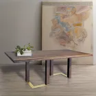 Tavolo da Soggiorno con Struttura in Legno di Rovere Nodato Made in Italy - Giusy Viadurini