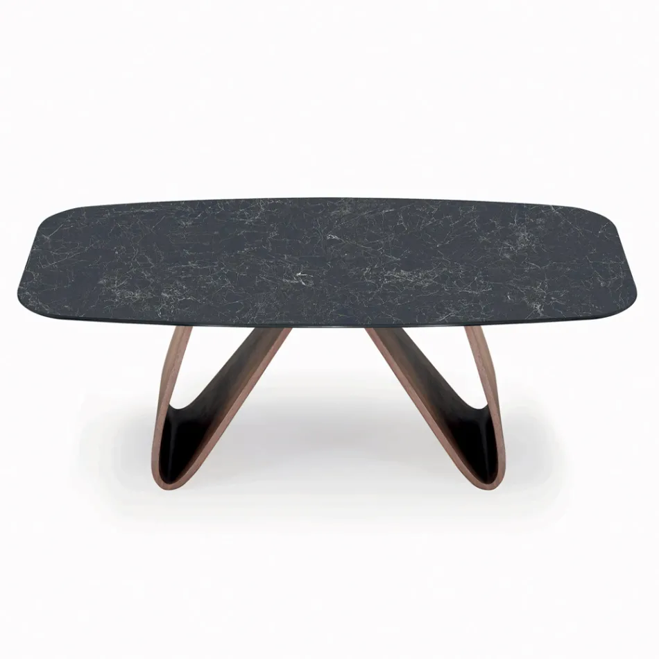 Tavolo da Soggiorno Fisso con Base in Legno Made in Italy - Equatore Viadurini