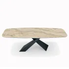 Tavolo da Soggiorno Fisso con Piano in Ceramica Realizzato in Italia - Ferie Viadurini
