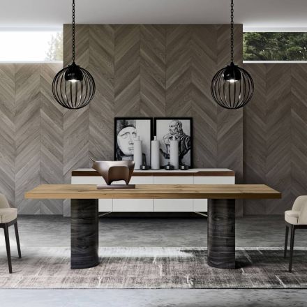 Tavolo da Zona Living Moderno in Legno Massello Made in Italy - Catrin Viadurini
