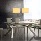 Tavolo di design allungabile in metallo e vetro temperato Mesa Viadurini