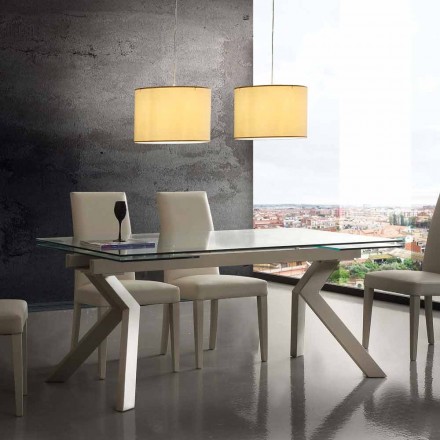 Tavolo di design allungabile in metallo e vetro temperato Mesa Viadurini