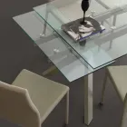 Tavolo di design allungabile in metallo e vetro temperato Mesa Viadurini