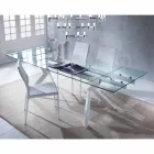 Tavolo di design allungabile in metallo e vetro temperato Mesa Viadurini