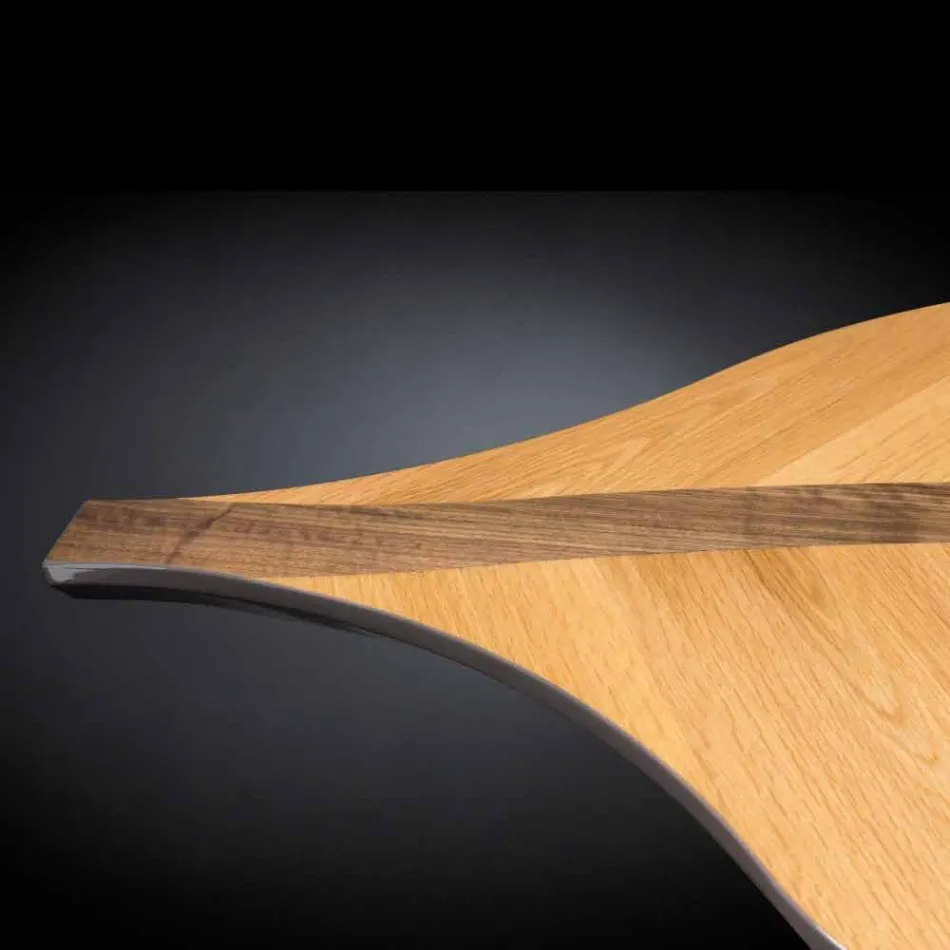 Tavolo di design impiallacciato rovere e legno di noce Fenice Viadurini