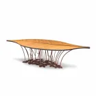 Tavolo di design impiallacciato rovere e legno di noce Fenice Viadurini