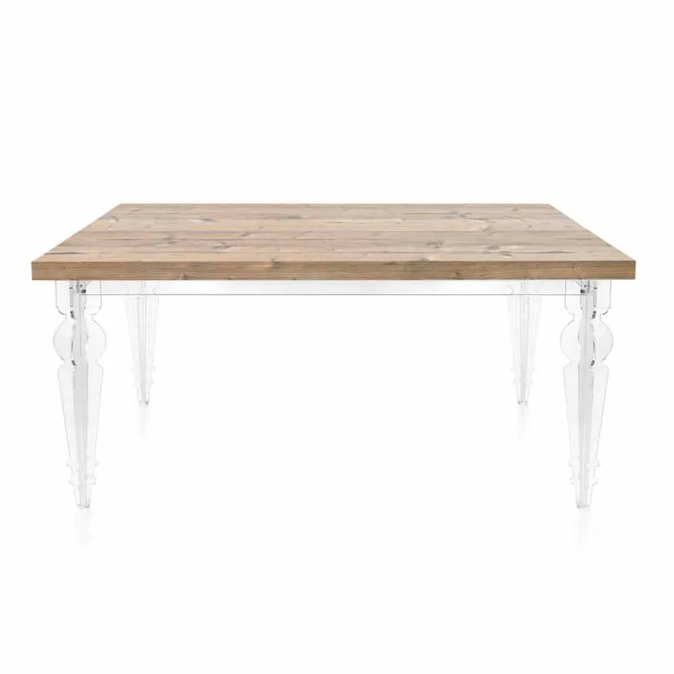 Tavolo di design in legno di abete e plexiglass made in Italy, Castro Viadurini